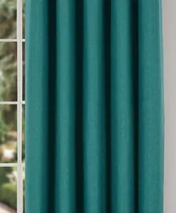 Home Curtains Spencer Faux Wool Blackout 65w x 72d" (165x183cm) Green Lined Eyelet Curtains (PAIR)