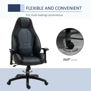 Vinsetto High Back Executive Office Chair Gaming Recliner w/ Footrest, Black