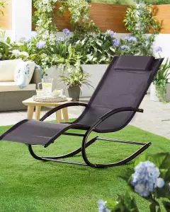 Sun Lounger Rocking Recliner Garden Chair Grey Relaxing Summer Outdoor