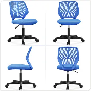 Yaheetech Adjustable Armless Office Desk Chair - Blue