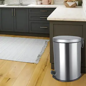 20L Metal Chrome Pedal Bin Kitchen Toilet Rubbish Hygienic Home Paper Dustbin Boxed (20L)