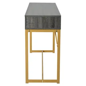 Console Table, Hallway Table with 1 Drawer, Light Luxury Style Side Table, Sofa Table, 120x38x76 cm, gray/gold 