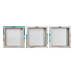 Abstract Blue & gold Canvas art, Set of 3 (H)30cm x (W)90cm