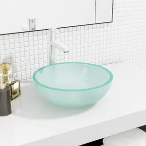 Berkfield Basin Tempered Glass 35x12 cm Frosted