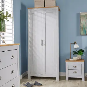 Home Source Camden 2 Door Bedroom Wardrobe Storage Unit Grey