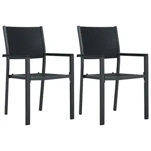 Berkfield Garden Chairs 2 pcs Black Plastic Rattan Look