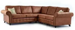 Oakland Suede Leather 2C2 Corner Sofa Tan Brown