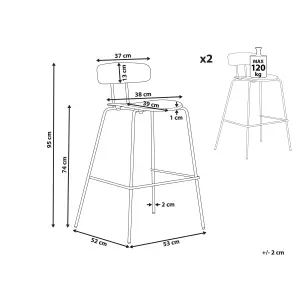 Set of 2 Bar Chairs SIBLEY Green