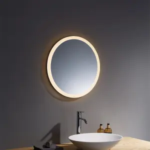 Bathroom Wall Mirror - Round 600mm - LED Light (3 Tone) - Anti Fog Demister - Magnifying Mirror