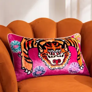 furn. Year Of The Tiger Velvet Polyester Filled Cushion