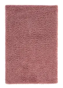 Modern Easy to Clean Pink Plain Shaggy Rug for Dining Rug-200cm X 285cm