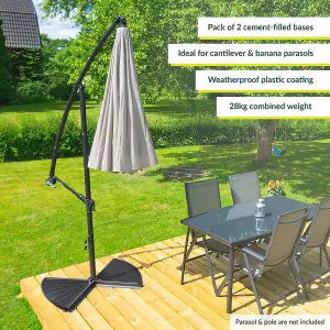 GardenKraft 16910 Pack of 2 Cement-Filled 14kg Parasol Base Weights