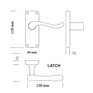 Door Handle Pack Scroll Lever Latch Hinges - Chrome 118 x 40mm