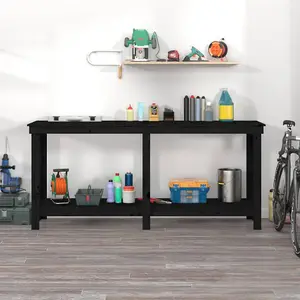 Berkfield Work Bench Black 180x50x80 cm Solid Wood Pine