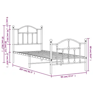 Berkfield Metal Bed Frame with Headboard and Footboard White 90x200 cm