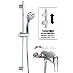 Thermostatic Single Lever Shower Mini Mixer Exposed / Concealed + Riser Rail