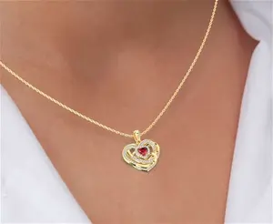 Diamond Ruby Gold Sterling Silver Irish Celtic Heart Necklace Irish Made