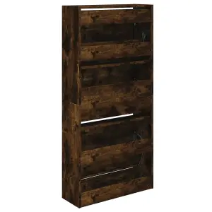 Shoe Cabinet Smoked Oak 60x21x125.5 cm Engineered Wood