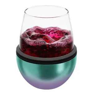 Asobu Stemless Wine Glass with Insulated Stainless Steel Sleeve 444ml Unicorn/Teal