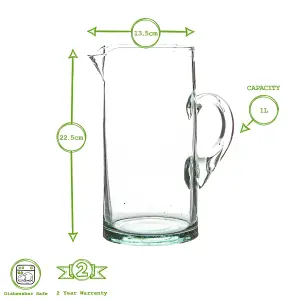 Nicola Spring - Jebel Recycled Glass Jug - 1 Litre - Clear