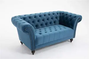 Petrol 2 Seater Handmade Chesterfield Sofa Armchair Settee Love Seat Velvet - D Pro T Homeware