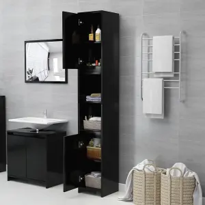 Berkfield Bathroom Cabinet Black 30x30x183.5 cm Engineered Wood