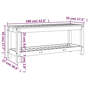 Berkfield Garden Bench White 108x35x45 cm Solid Wood Pine