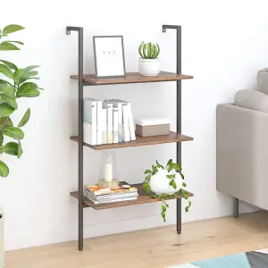 Berkfield 3-Tier Leaning Shelf Dark Brown and Black 64x35x120.5 cm