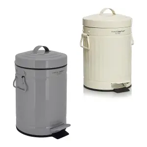 Charles Bentl 3L Cream Retro Steel Waste Rubbish Kitchen Bathroom Mini Pedal Bin