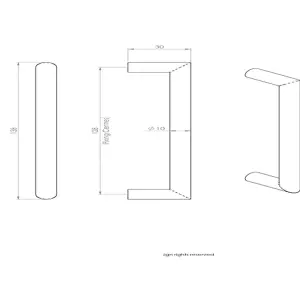 4x Mitred Round Bar Pull Handle 138 x 10mm 128mm Fixing Centres Satin Steel