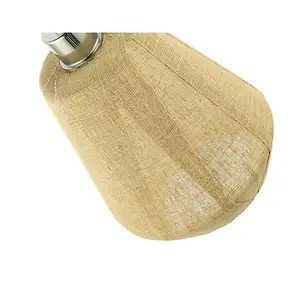 Modern Designer Glass Pendant Lamp Shade Wrapped in Natural Oatmeal Linen Fabric