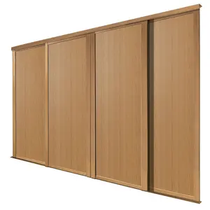 Panel Shaker Natural oak effect 4 door Sliding Wardrobe Door kit (H)2223mm (W)762mm