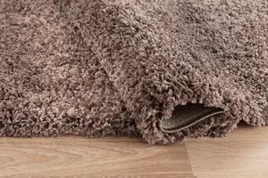 Serdim Rugs Plain Living Room Shaggy Area Rugs Taupe 120x170 cm