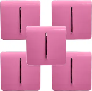 Trendi Modern 1 Gang 1 or 2 way Screwless Rocker Light Switch in Candy Pink (Pack of 5)