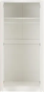 Malvern 2 Door Wardrobe in White Finish Hanging Rail and Shelf