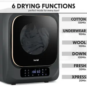 Baridi Small Tumble Dryer Portable 2.5kg Vented For Counter Top or Wall Mounted