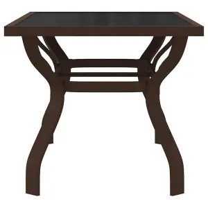 Berkfield Garden Table Brown and Black 140x70x70 cm Steel and Glass