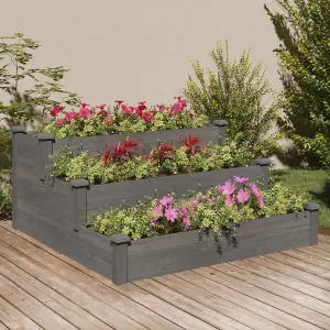 Berkfield Garden Raised Bed Grey 120x120x56 cm Solid Wood Fir