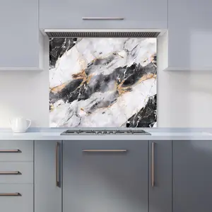 Exquisite White Marble Effect Premium Glass Kitchen Splashback W700mm x H650mm