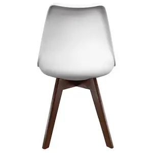 Soho White & Black Plastic Dining Chair with Squared Dark Wood Legs