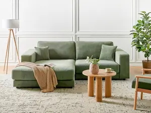 Corner Sofa LOFOTEN Green Fabric 3 Seater Right Hand