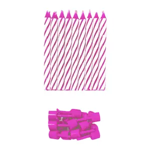 Simon Elvin Glitter Spiral Birthday Candles (Pack Of 6) Pink (One Size)