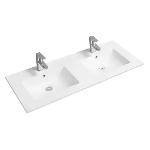 4001A Ceramic 120cm x 45cm Thin-Edge Double Inset Basin with Scoop Bowl