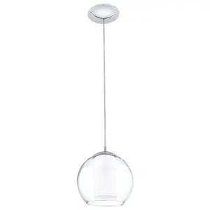 Pendant Ceiling Light Colour Chrome Shade White Clear Satin Glass Glass Bulb E27 1x60W