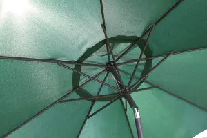 2.7M Wide Garden Parasol Umbrella With Tilt and Crank (Dark Green)