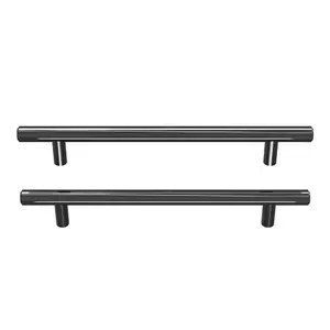 GoodHome Annatto Satin Titanium effect Kitchen cabinets Bar Pull Handle (L)22cm (D)32mm, Pack of 2