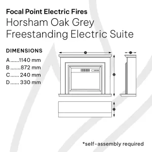 Focal Point Horsham Oak & grey Freestanding Electric Fire suite