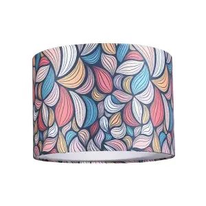 Multi Colour Kaleidoscope Leaf Themed Lamp Shade with Inner White Cotton Lining