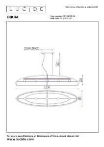 Lucide Dikra Modern Bar Pendant Light - 5xE27 - Black