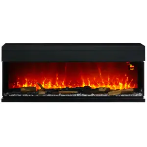 HOMCOM 127cm Electric Fireplace Recessed, Insert, Wall Mount, Freestanding